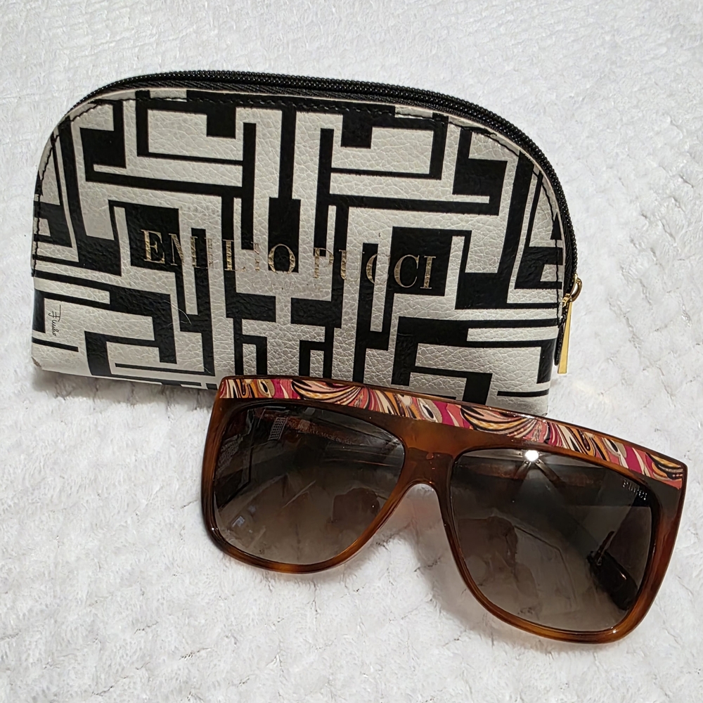 Emilio Pucci Sunglasses with Brown Lenses and Patterned Frame - Picture 2 of 13